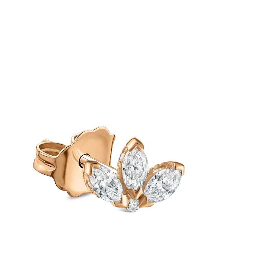 Engraved Diamond Lotus Stud Earring - Image 27