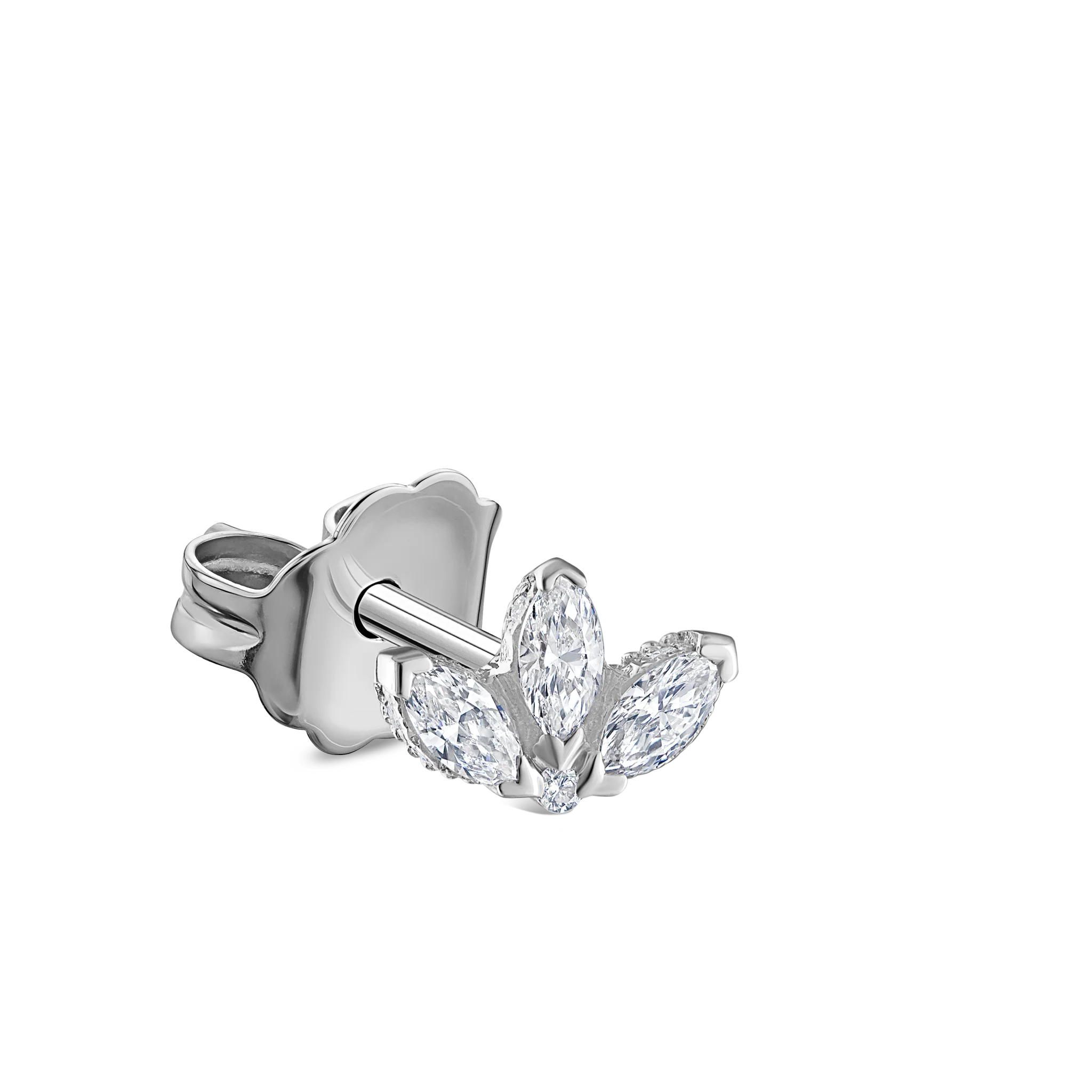 Engraved Diamond Lotus Stud Earring - Image 36