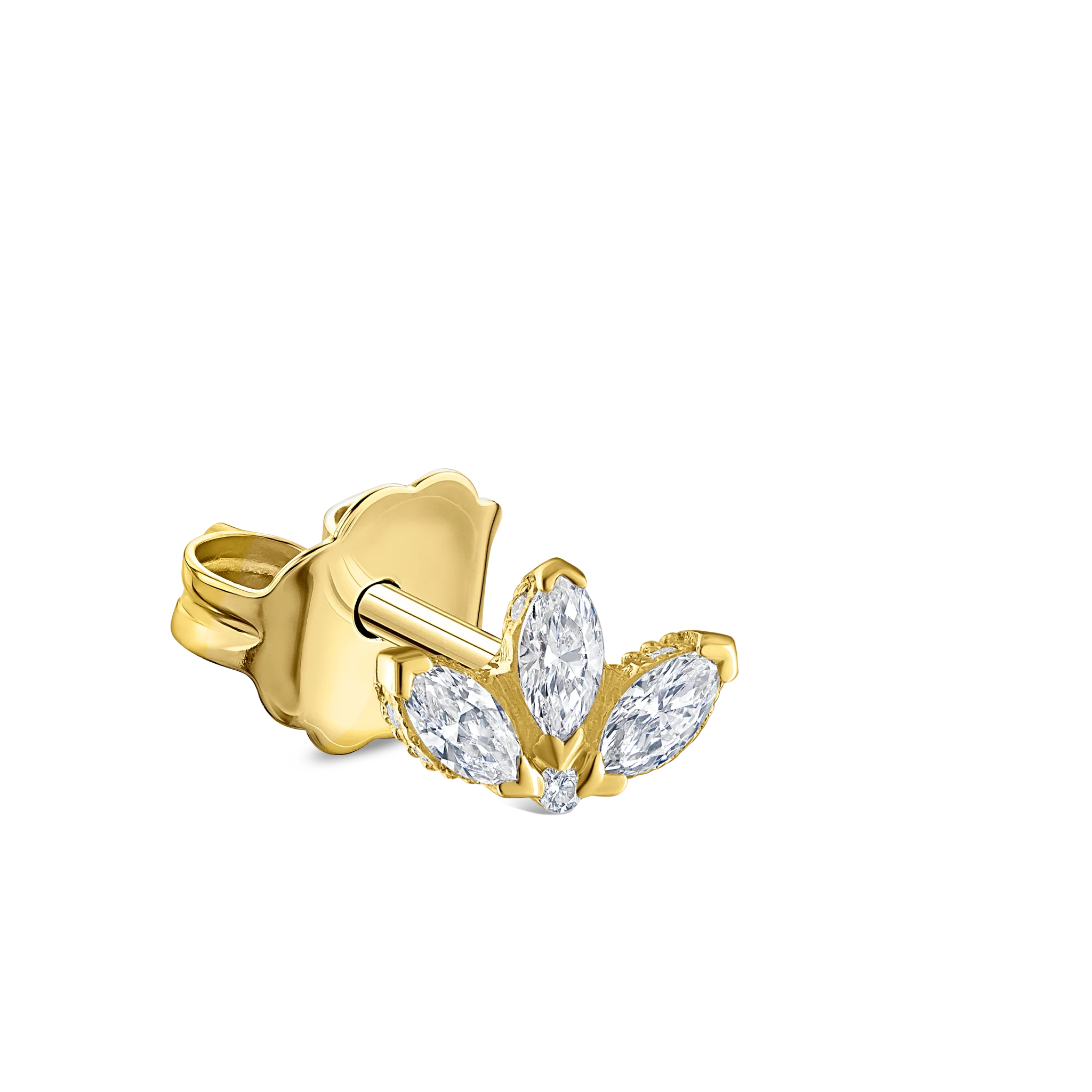 Engraved Diamond Lotus Stud Earring - Image 37