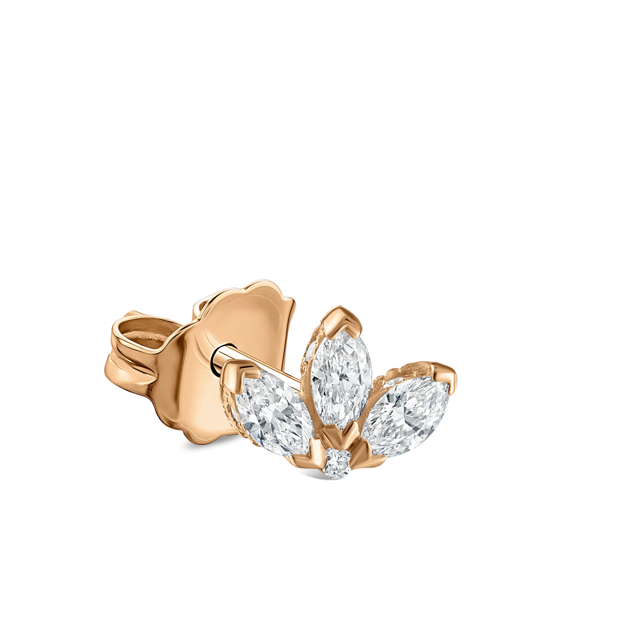 Engraved Diamond Lotus Stud Earring - Image 38