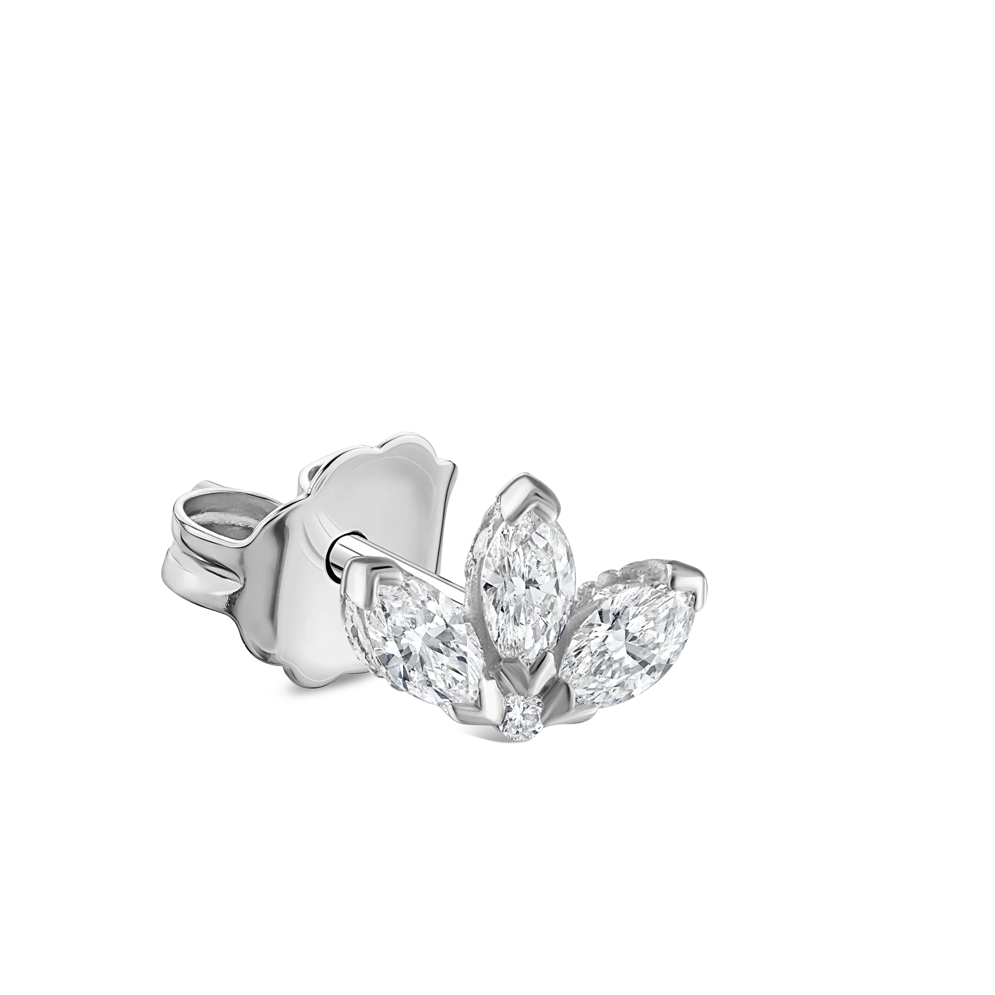 Engraved Diamond Lotus Stud Earring - Image 39