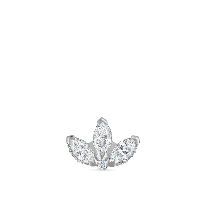 Engraved Diamond Lotus Stud Earring - Image 4