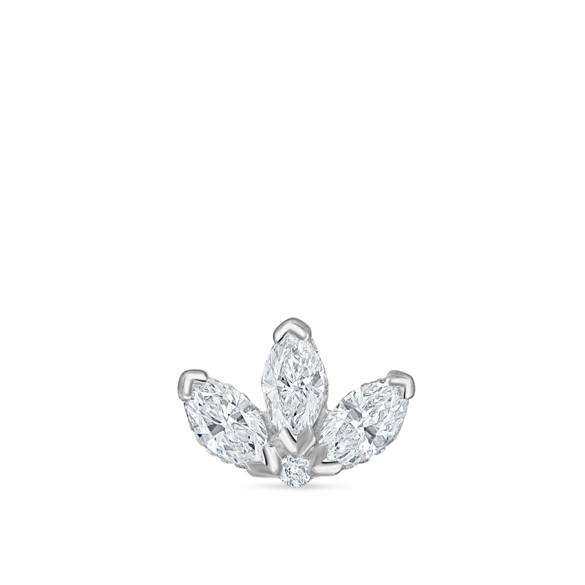 Engraved Diamond Lotus Stud Earring - Image 8