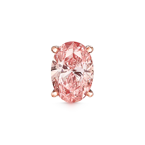 Engraved Pink Oval Diamond Stud Earring - Image 9