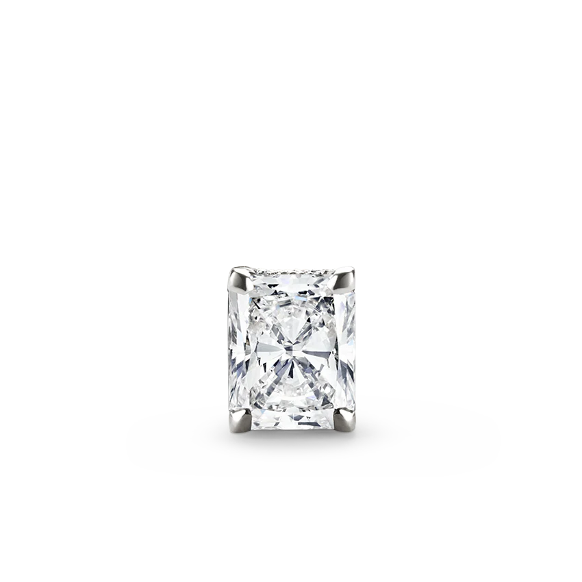 Engraved Radiant Diamond Threaded Stud Earring - Image 5