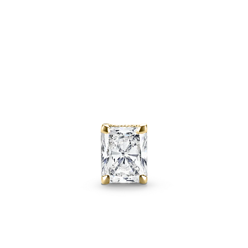 Engraved Radiant Diamond Threaded Stud Earring - Image 7