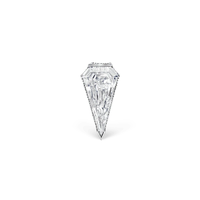 Engraved Silhouette Diamond Threaded Stud Earring - Image 3
