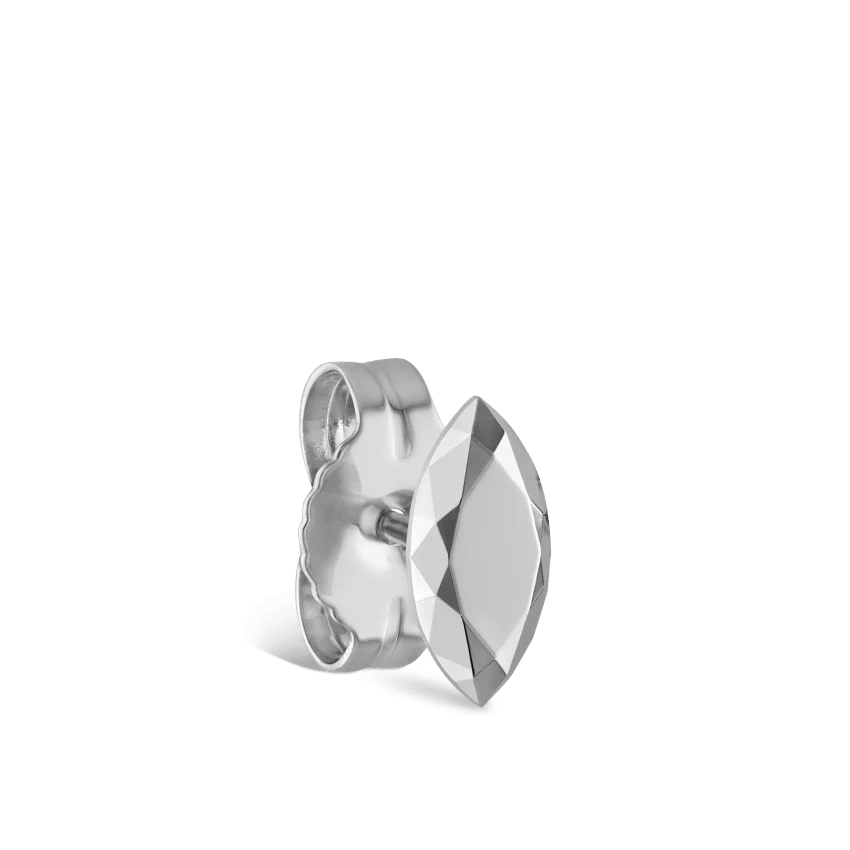 Faceted Gold Marquise Stud Earring - Image 3