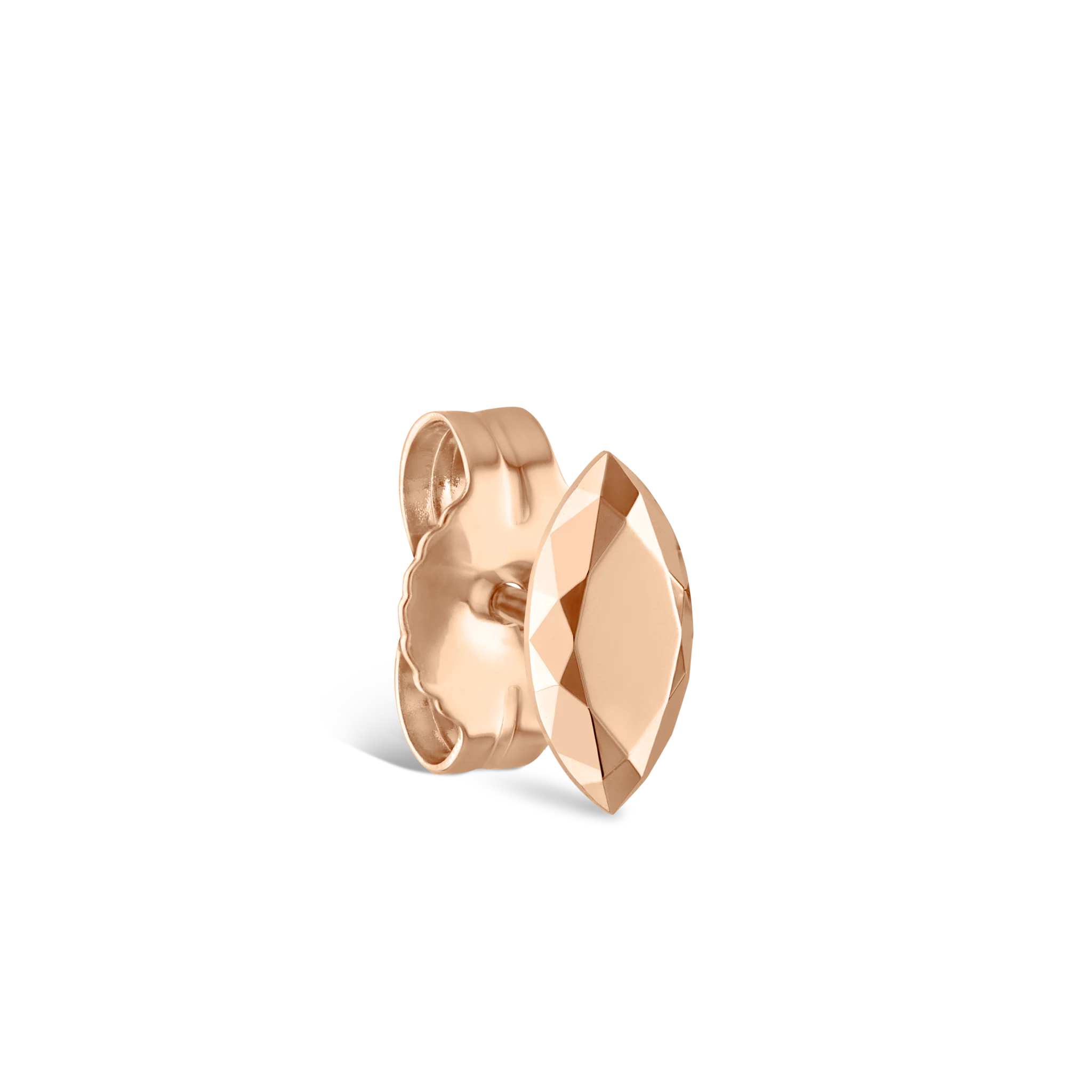 Faceted Gold Marquise Stud Earring - Image 9