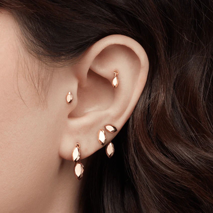 Faceted Gold Marquise Threaded Charm Earring - Image 17