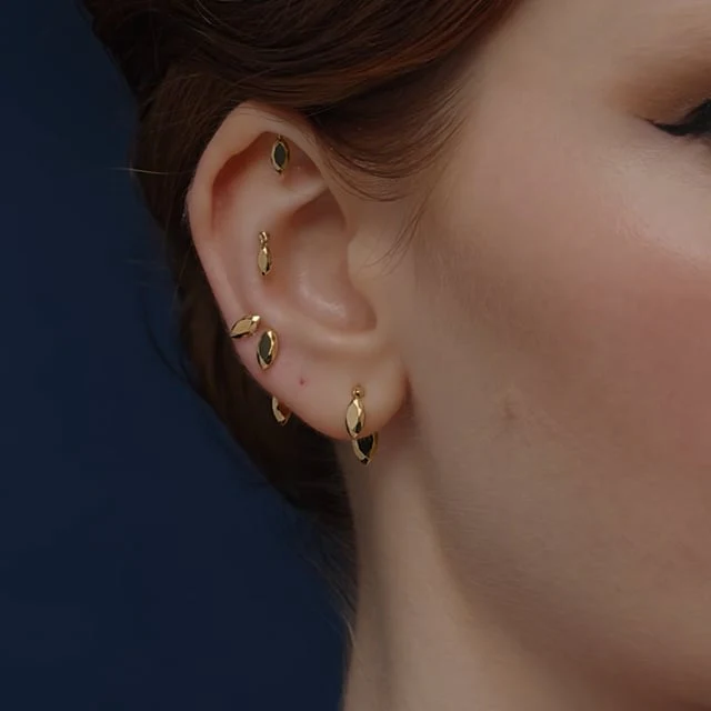 Faceted Gold Marquise Threaded Charm Earring - Image 28