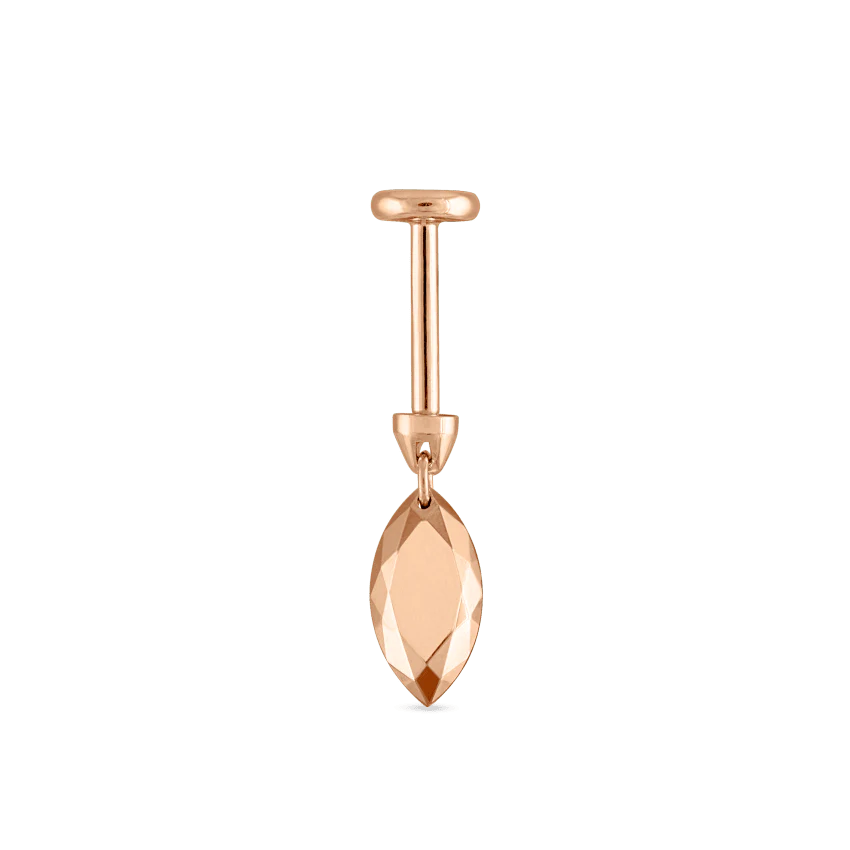 Faceted Gold Marquise Threaded Charm Earring - Image 42
