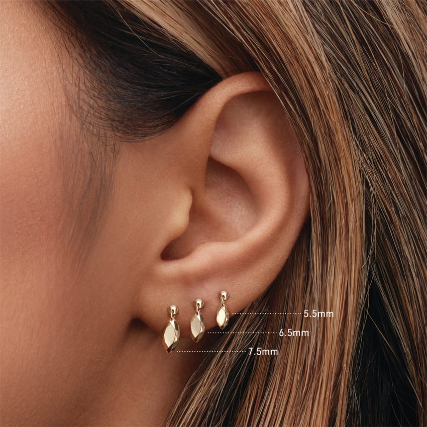 Faceted Gold Marquise Threaded Charm Earring - Image 46