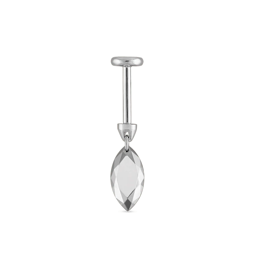 Faceted Gold Marquise Threaded Charm Earring With Titanium Backing - Image 12