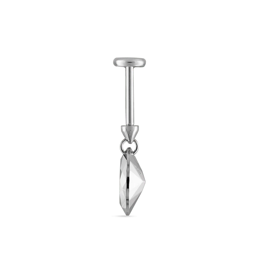 Faceted Gold Marquise Threaded Charm Earring With Titanium Backing - Image 13