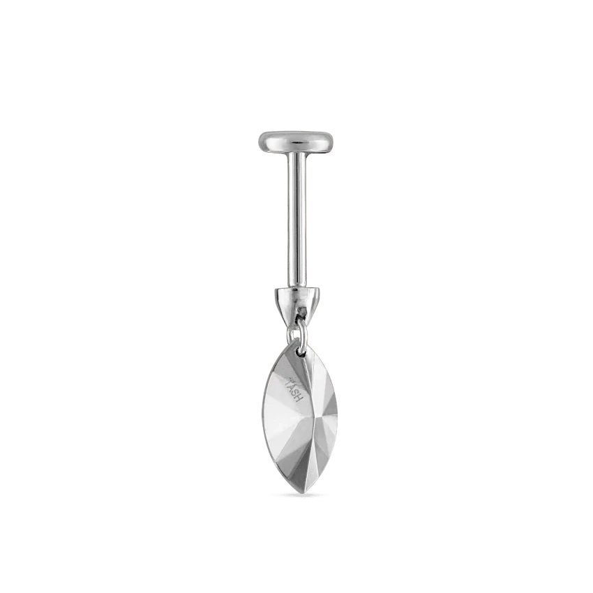Faceted Gold Marquise Threaded Charm Earring With Titanium Backing - Image 14