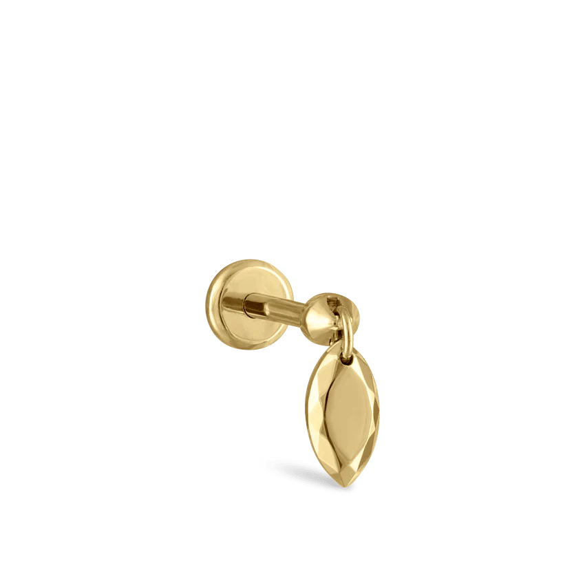 Faceted Gold Marquise Threaded Charm Earring With Titanium Backing - Image 18