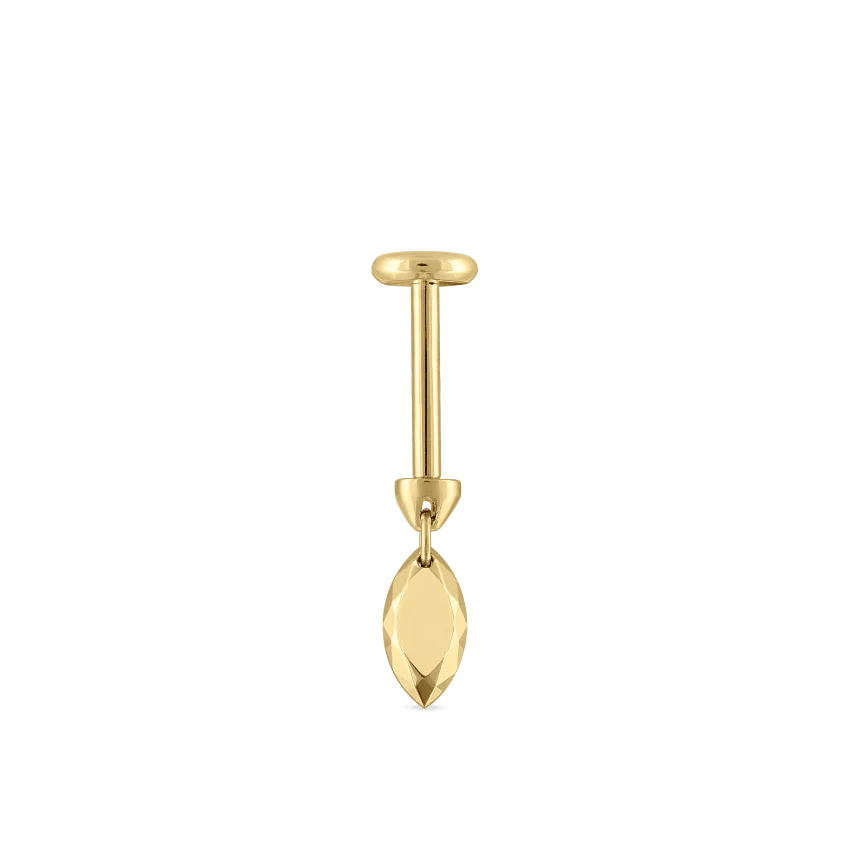 Faceted Gold Marquise Threaded Charm Earring With Titanium Backing - Image 19