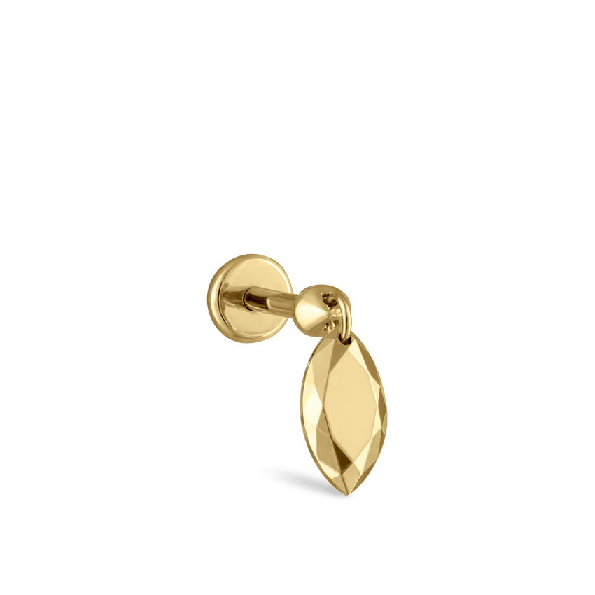 Faceted Gold Marquise Threaded Charm Earring With Titanium Backing - Image 21
