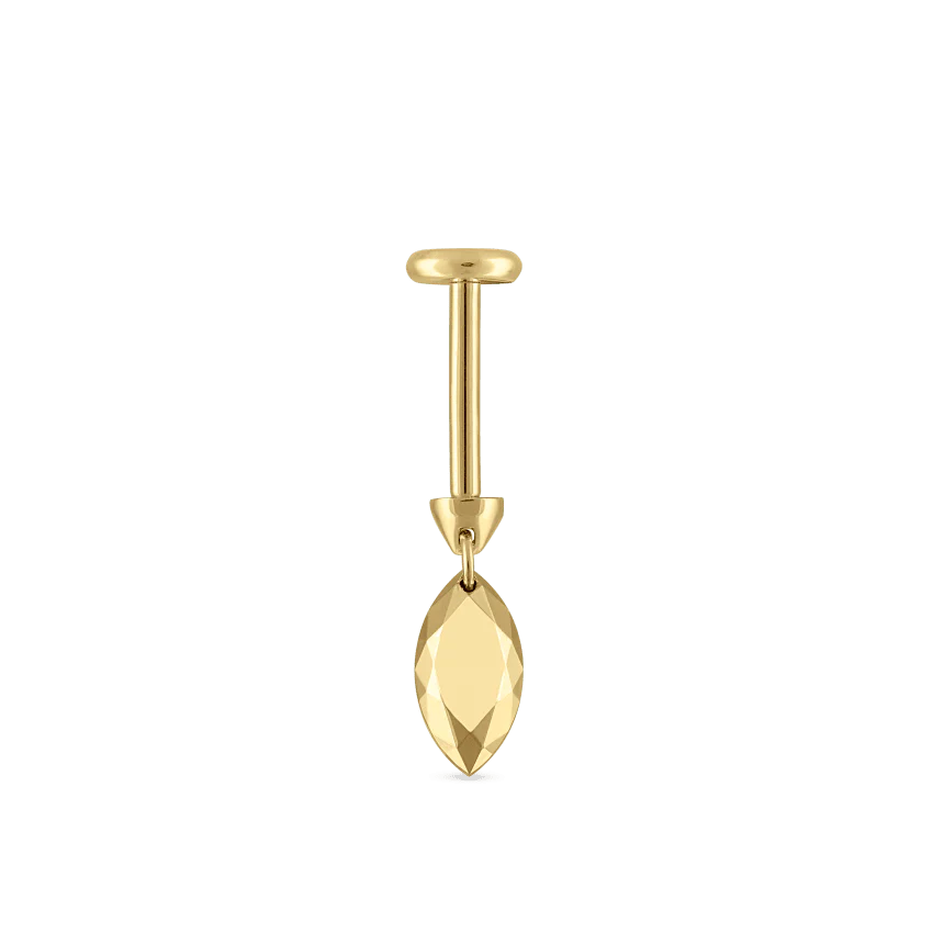 Faceted Gold Marquise Threaded Charm Earring With Titanium Backing - Image 22