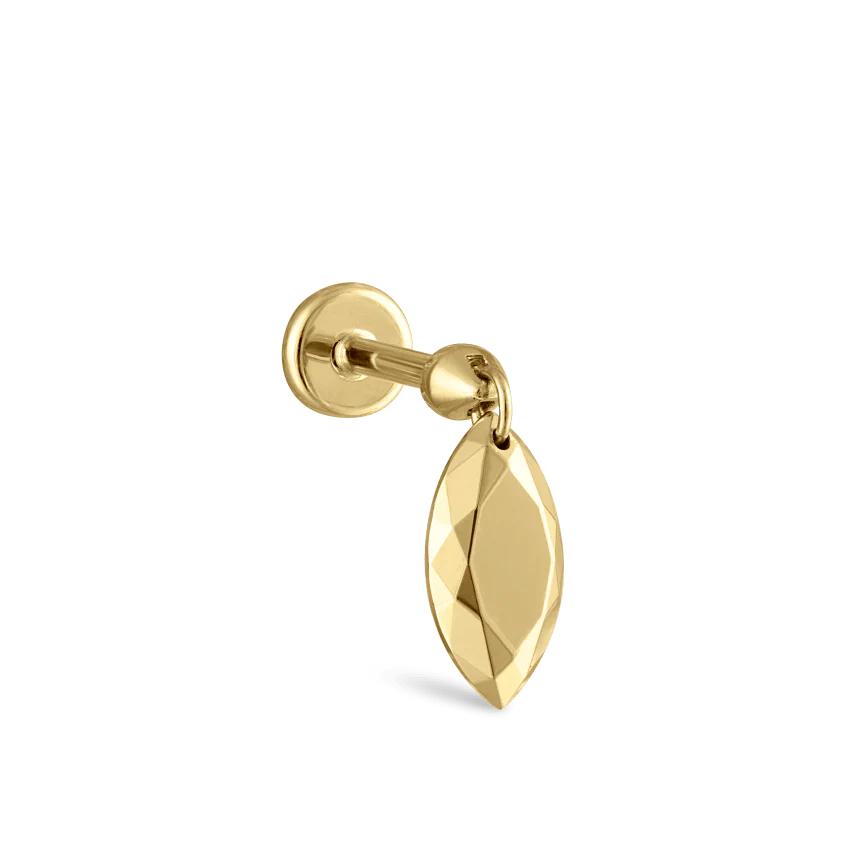 Faceted Gold Marquise Threaded Charm Earring With Titanium Backing - Image 26