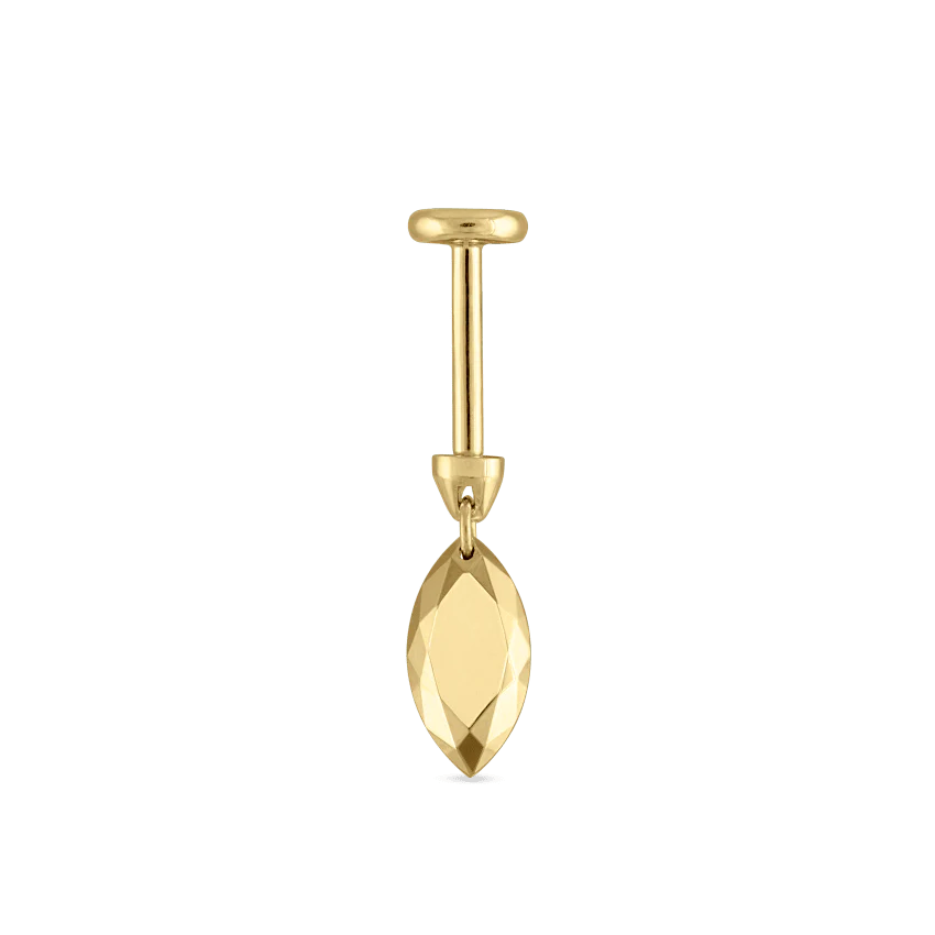 Faceted Gold Marquise Threaded Charm Earring With Titanium Backing - Image 27