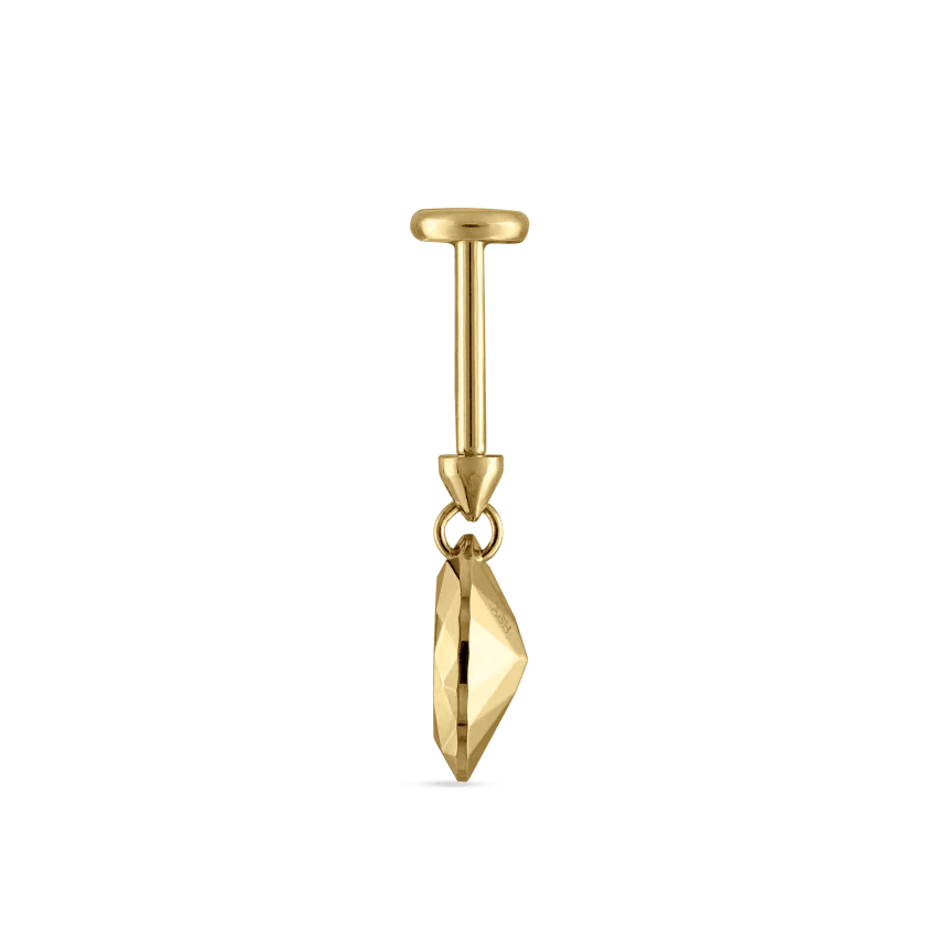 Faceted Gold Marquise Threaded Charm Earring With Titanium Backing - Image 30