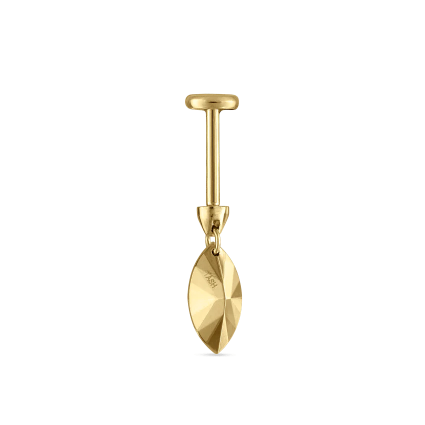 Faceted Gold Marquise Threaded Charm Earring With Titanium Backing - Image 31