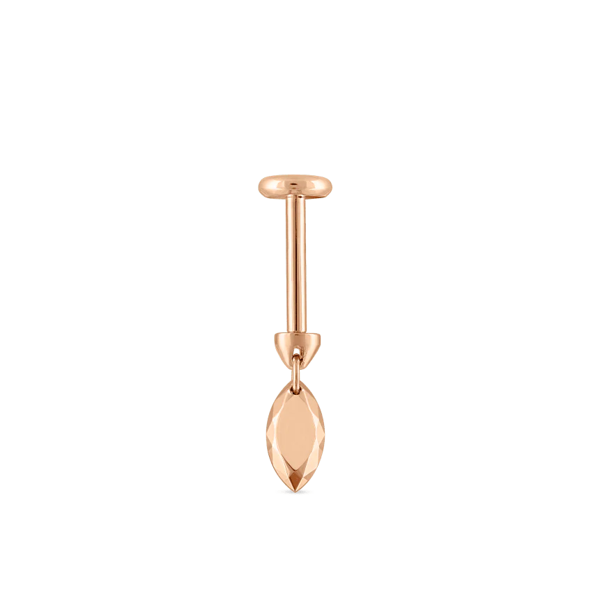 Faceted Gold Marquise Threaded Charm Earring With Titanium Backing - Image 34
