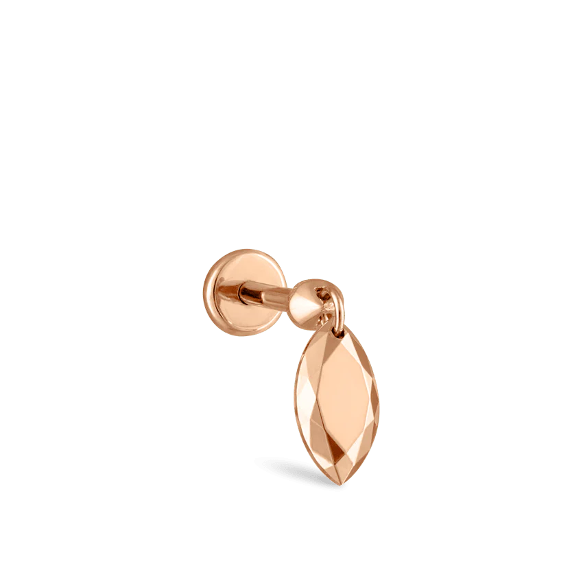 Faceted Gold Marquise Threaded Charm Earring With Titanium Backing - Image 36
