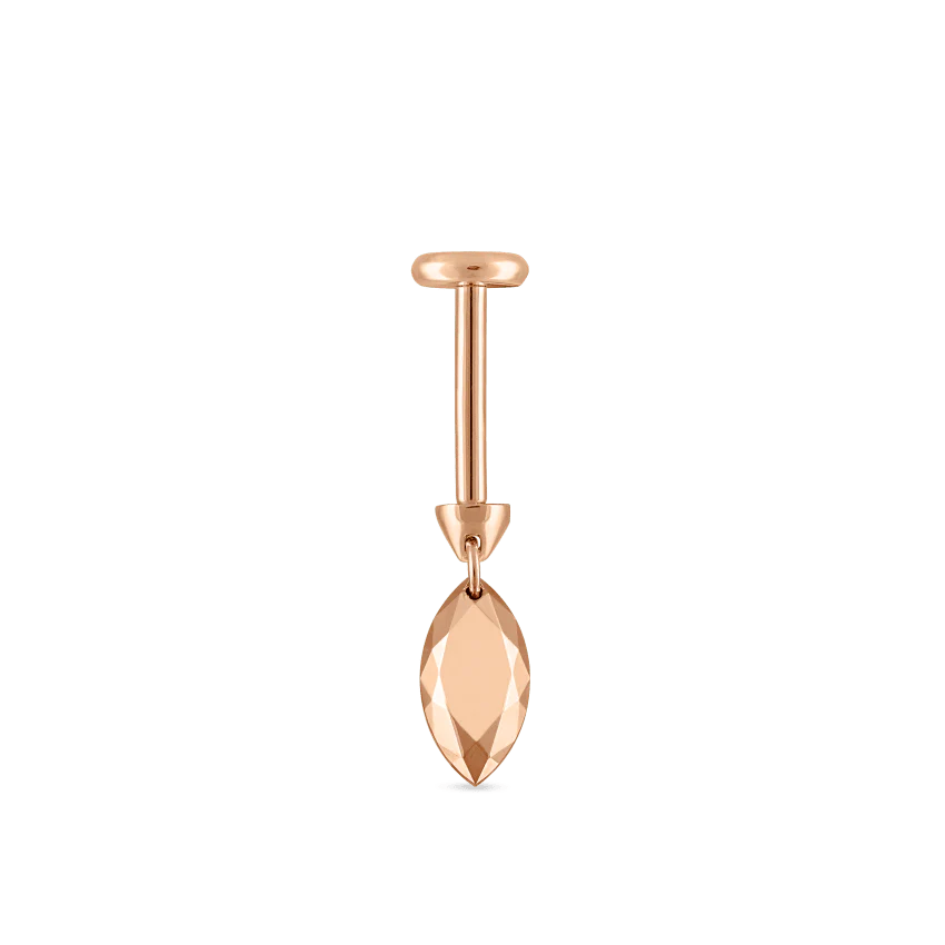 Faceted Gold Marquise Threaded Charm Earring With Titanium Backing - Image 37