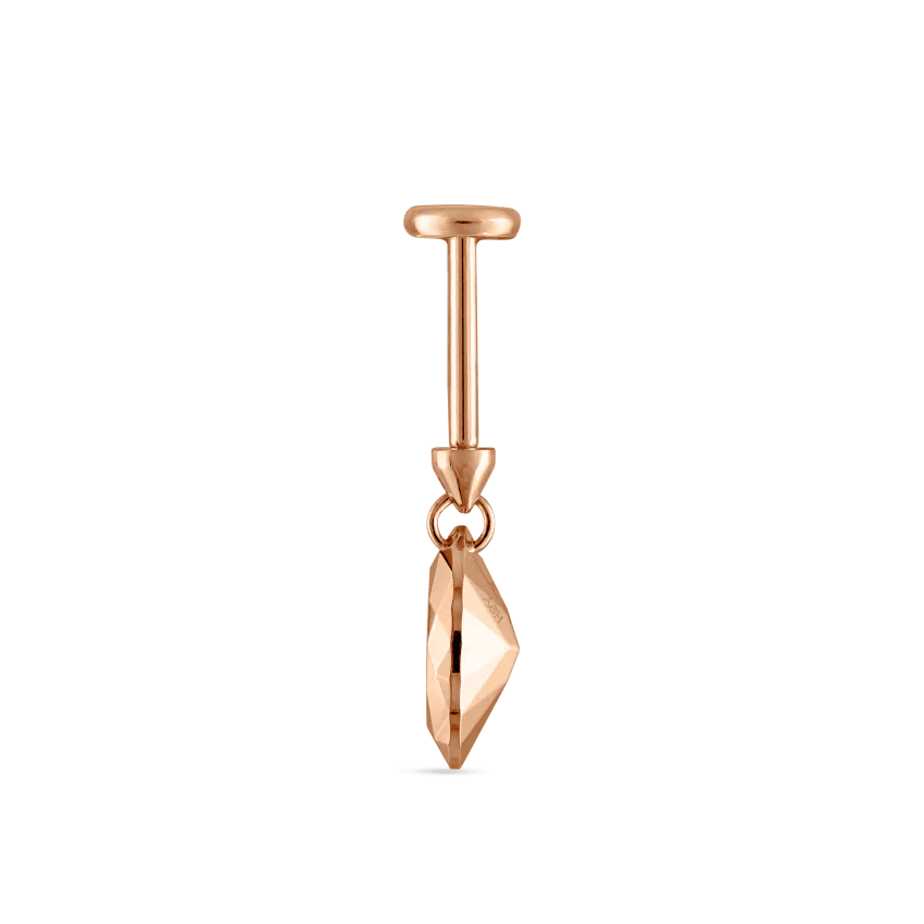 Faceted Gold Marquise Threaded Charm Earring With Titanium Backing - Image 43