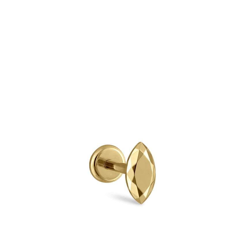 Faceted Gold Marquise Threaded Stud Earring - Image 17