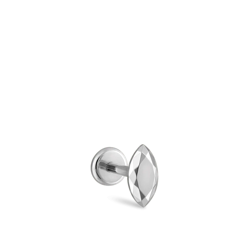 Faceted Gold Marquise Threaded Stud Earring - Image 2