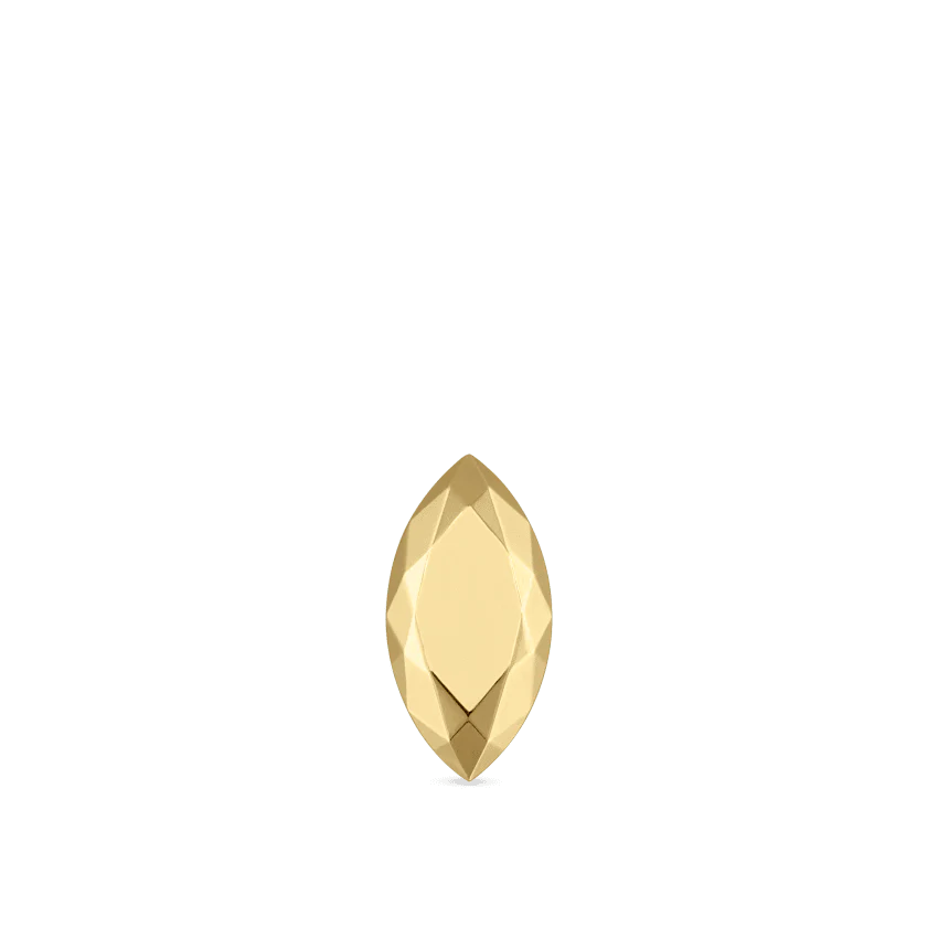 Faceted Gold Marquise Threaded Stud Earring - Image 29