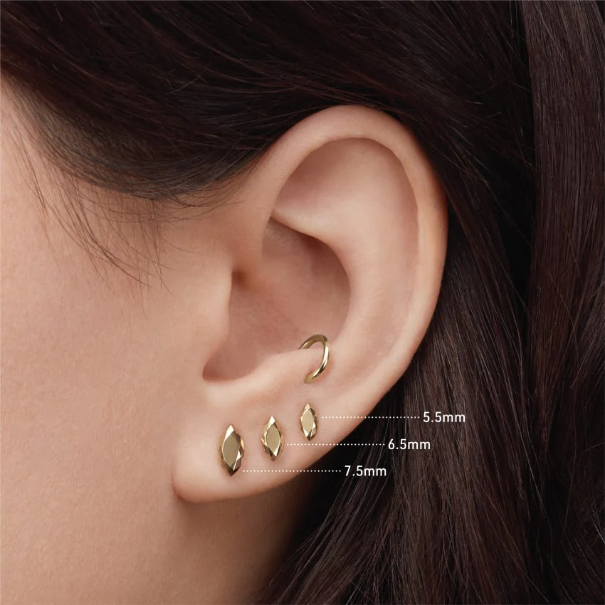 Faceted Gold Marquise Threaded Stud Earring - Image 44