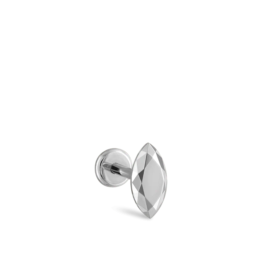 Faceted Gold Marquise Threaded Stud Earring - Image 8