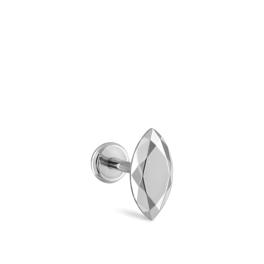 Faceted Gold Marquise Threaded Stud Earring With Titanium Backing - Image 14