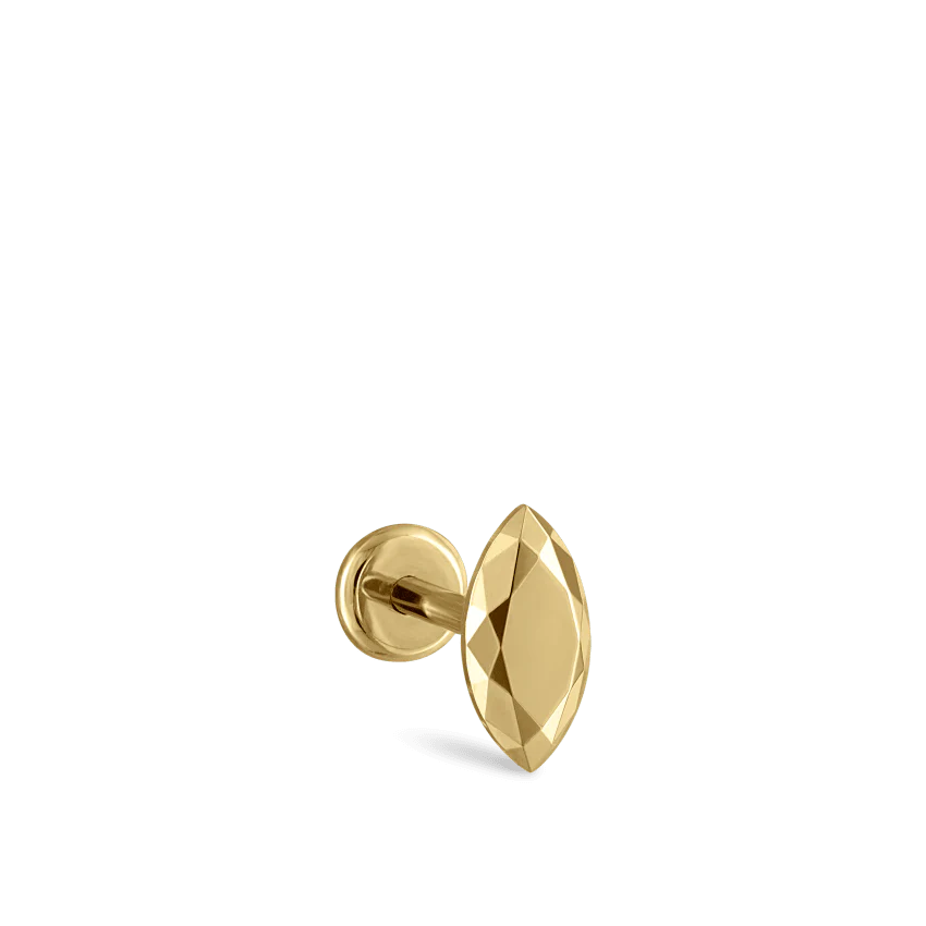 Faceted Gold Marquise Threaded Stud Earring With Titanium Backing - Image 22