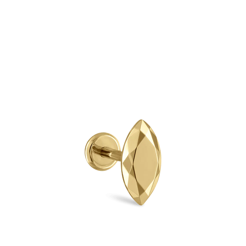 Faceted Gold Marquise Threaded Stud Earring With Titanium Backing - Image 28