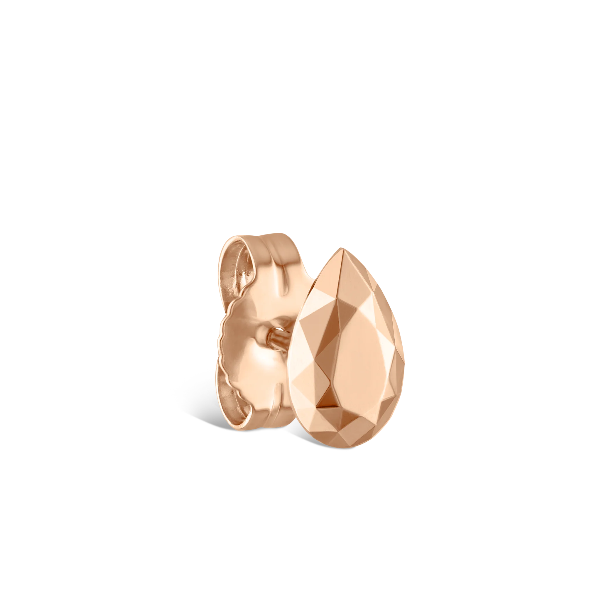 Faceted Gold Pear Stud Earring - Image 9