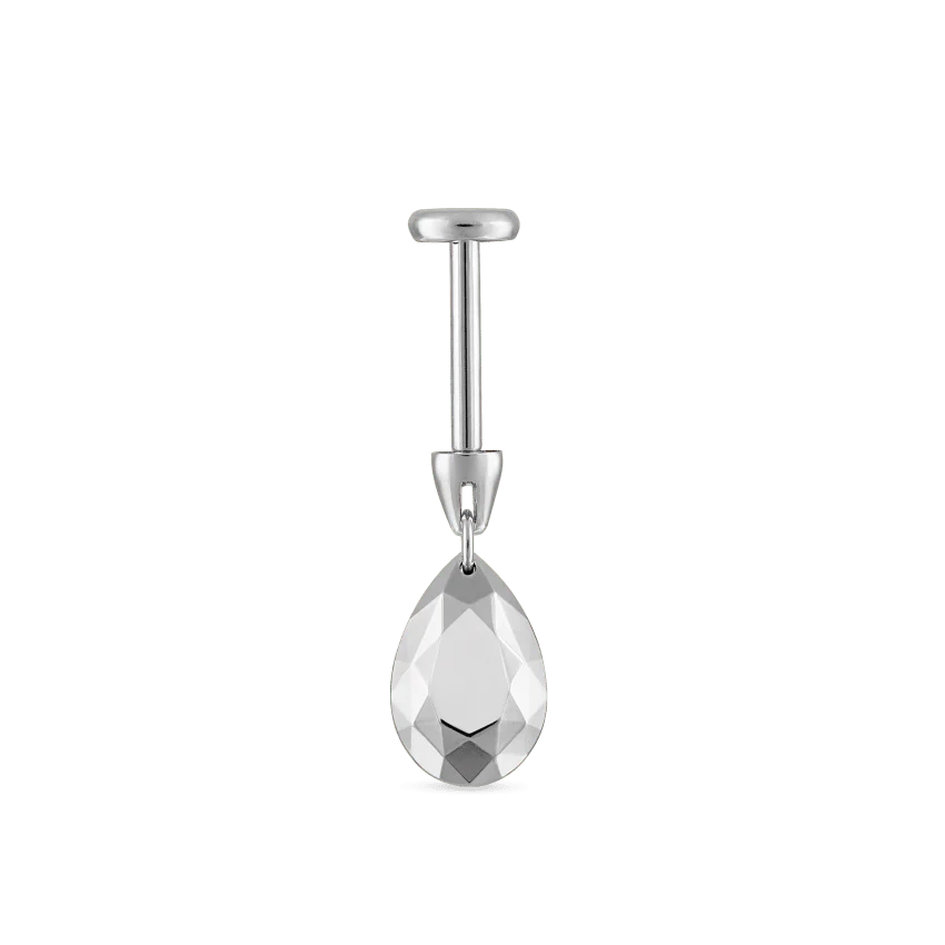Faceted Gold Pear Threaded Charm Earring - Image 14