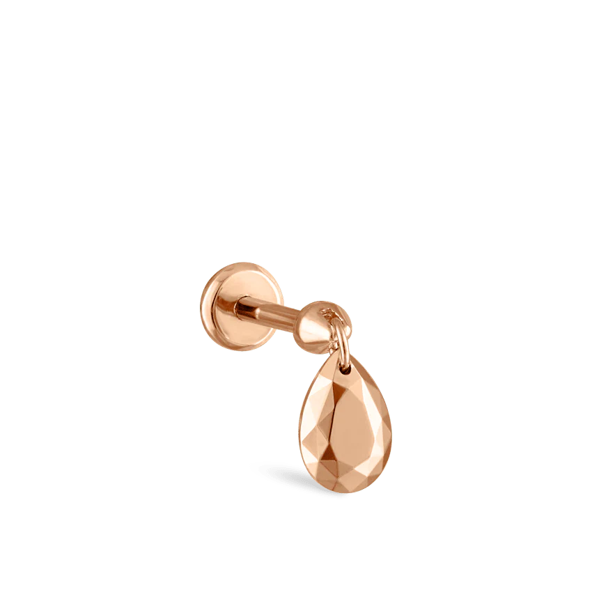 Faceted Gold Pear Threaded Charm Earring - Image 29