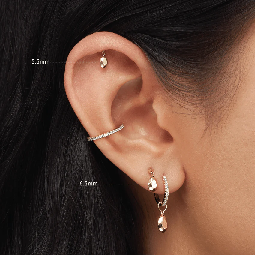 Faceted Gold Pear Threaded Charm Earring - Image 38