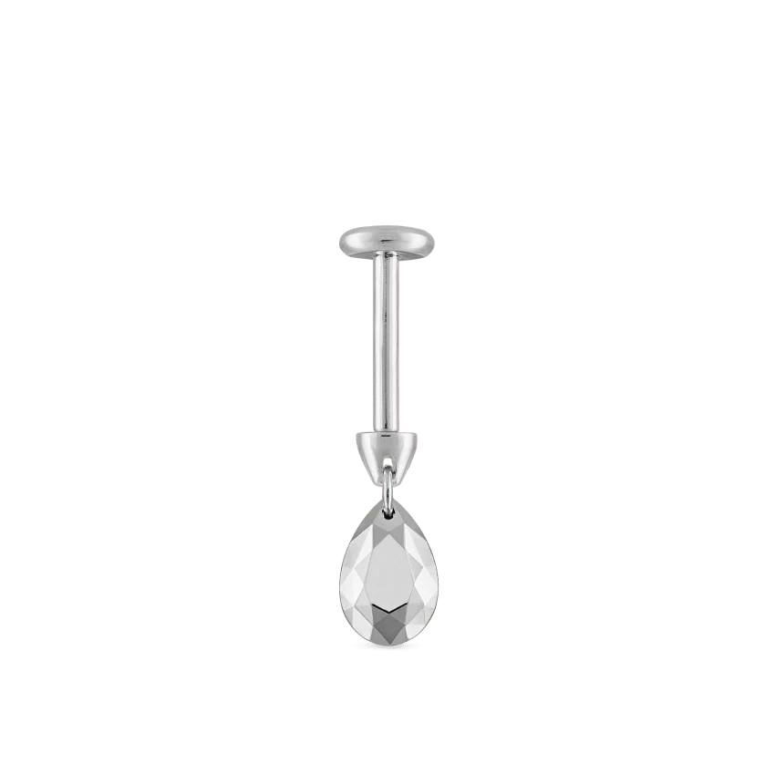 Faceted Gold Pear Threaded Charm Earring - Image 4