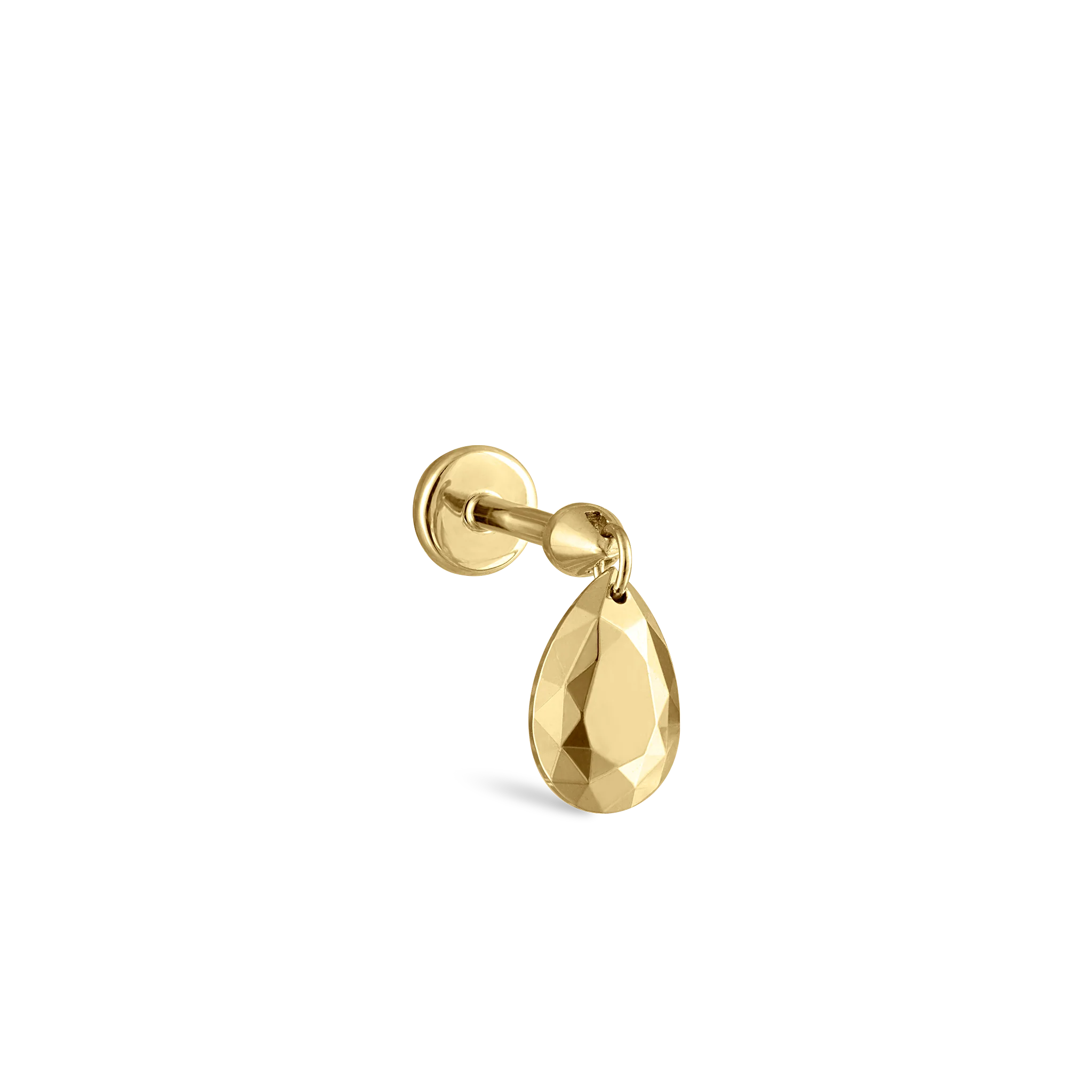 Faceted Gold Pear Threaded Charm Earring - Image 47
