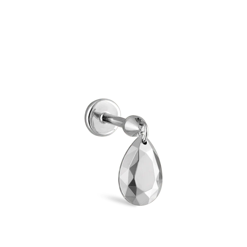Faceted Gold Pear Threaded Charm Earring - Image 8
