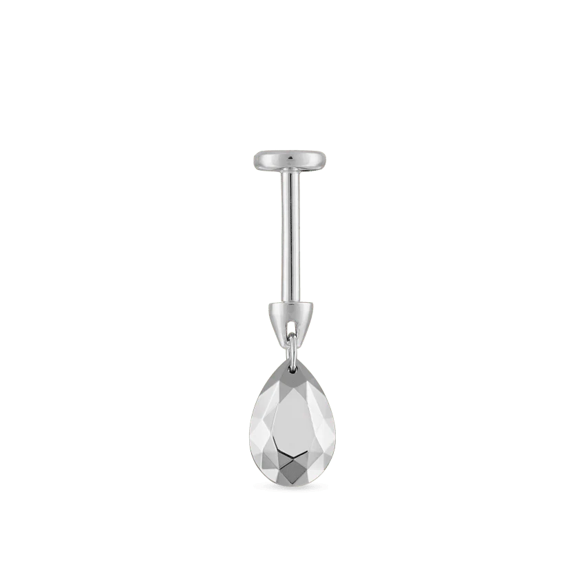 Faceted Gold Pear Threaded Charm Earring - Image 9