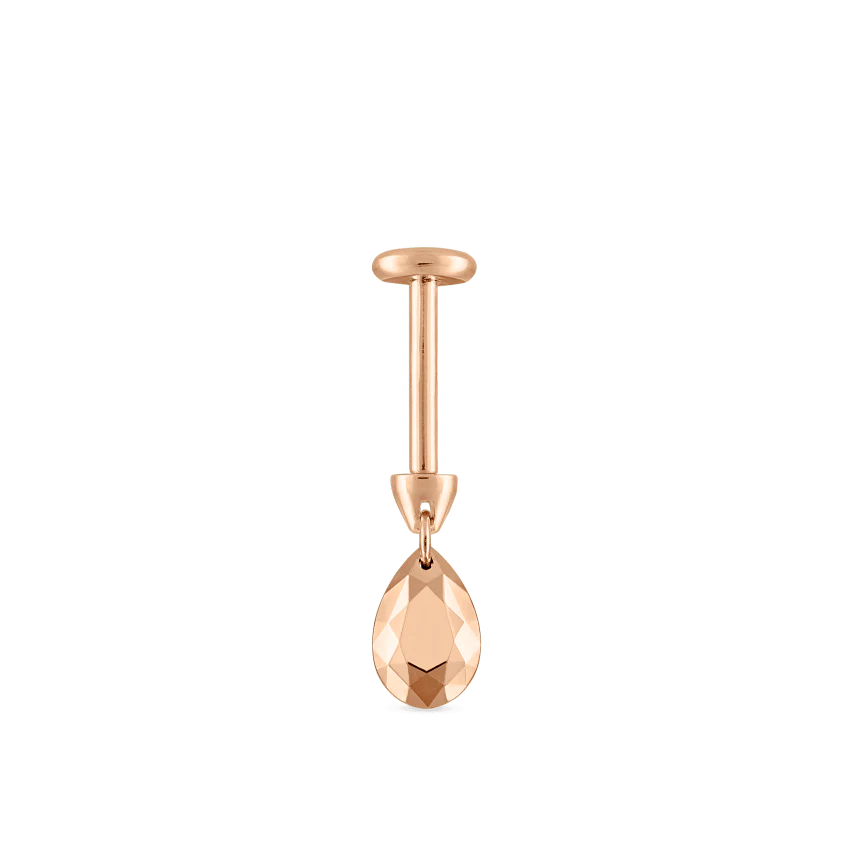 Faceted Gold Pear Threaded Charm Earring With Titanium Backing - Image 30