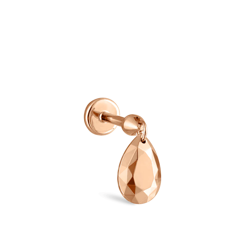 Faceted Gold Pear Threaded Charm Earring With Titanium Backing - Image 34